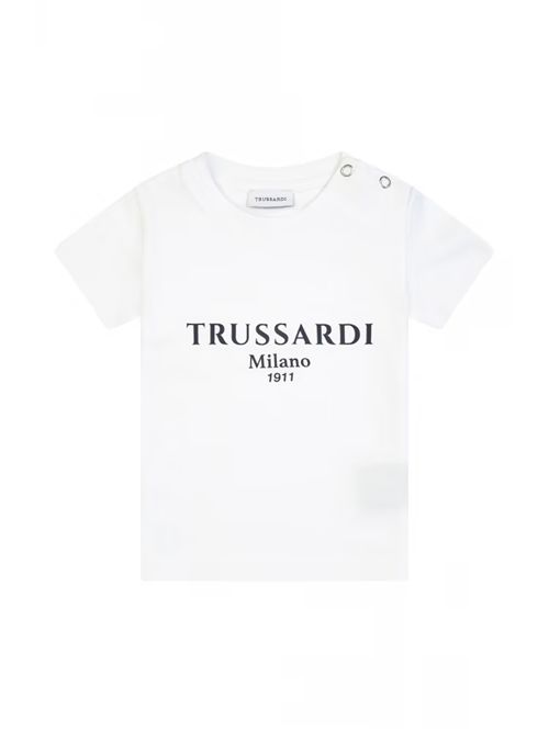 T-shirt con bottoni sulla spalla TRUSSARDI JEANS | TIP25011TSBLJWHITE/B.N.